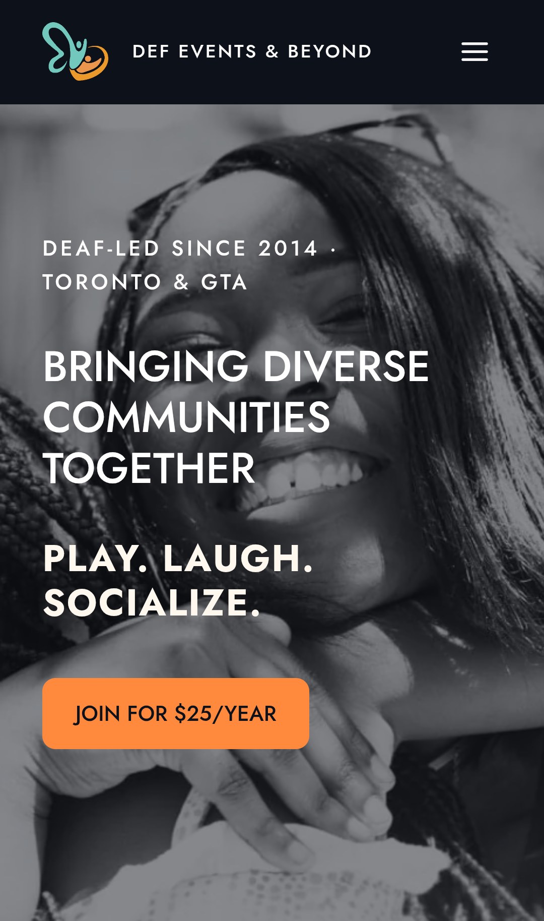 DEF Events & Beyond website on mobile
